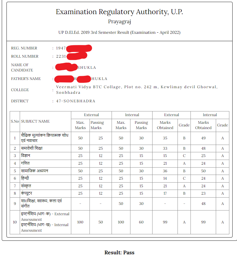 deled (btc) 3rd semester result 2022